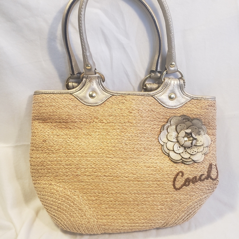 Vintage Coach straw bag